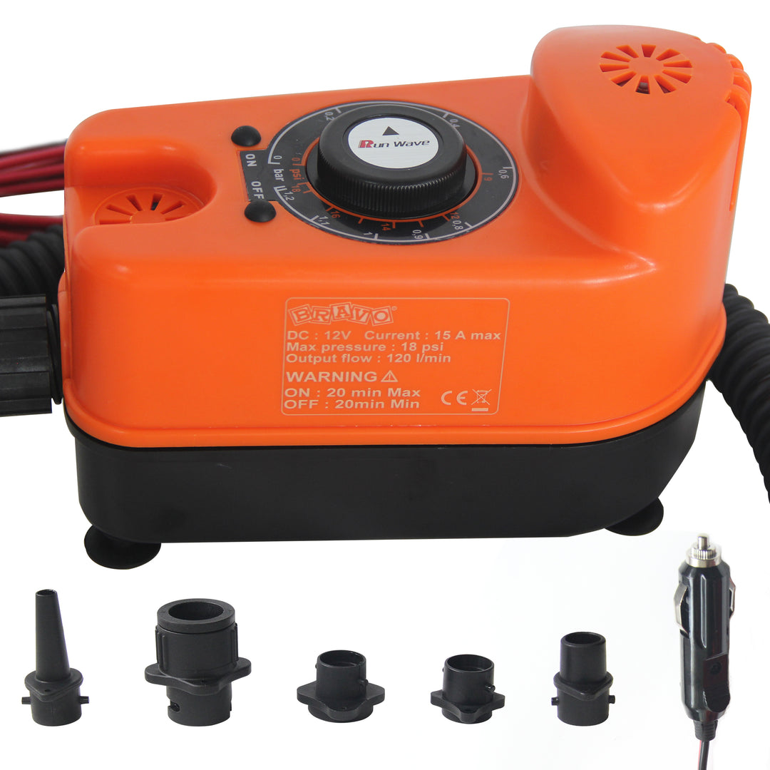 Paddle Board Pump SUP Electric Pump Dual Stage High Pressure 20 PSI 12V DC Car Connector Air inflator for ISUP Kayak Tent and Inflatable Boats