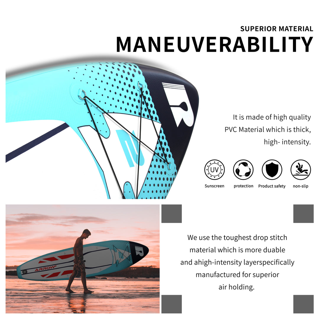 Inflatable Stand Up Paddle Board 11'×33''×6''(6'' Thick) Non-Slip Deck with Premium SUP Accessories | Wide Stance, Bottom Fins for Surfing Control | Youth Adults Beginner(ARROW)