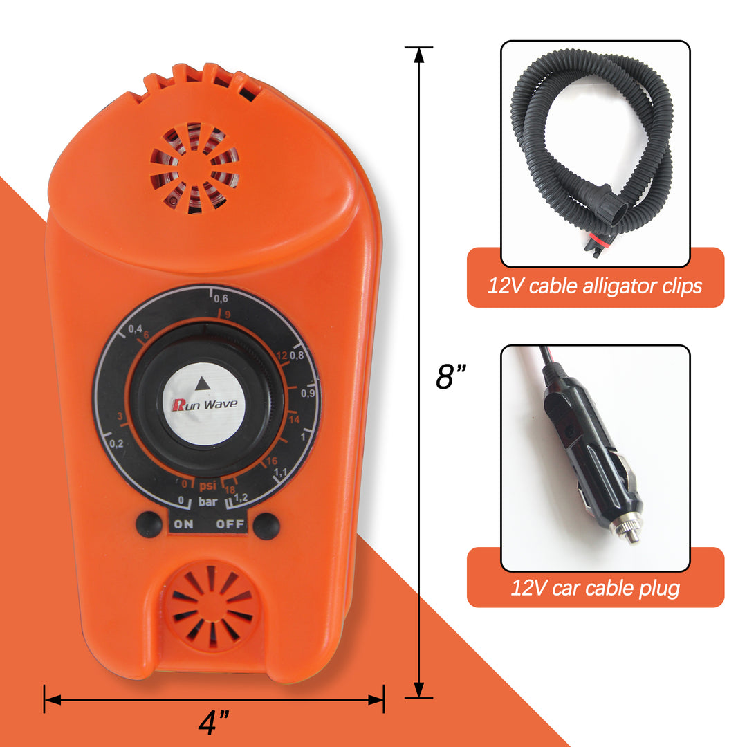 Paddle Board Pump SUP Electric Pump Dual Stage High Pressure 20 PSI 12V DC Car Connector Air inflator for ISUP Kayak Tent and Inflatable Boats