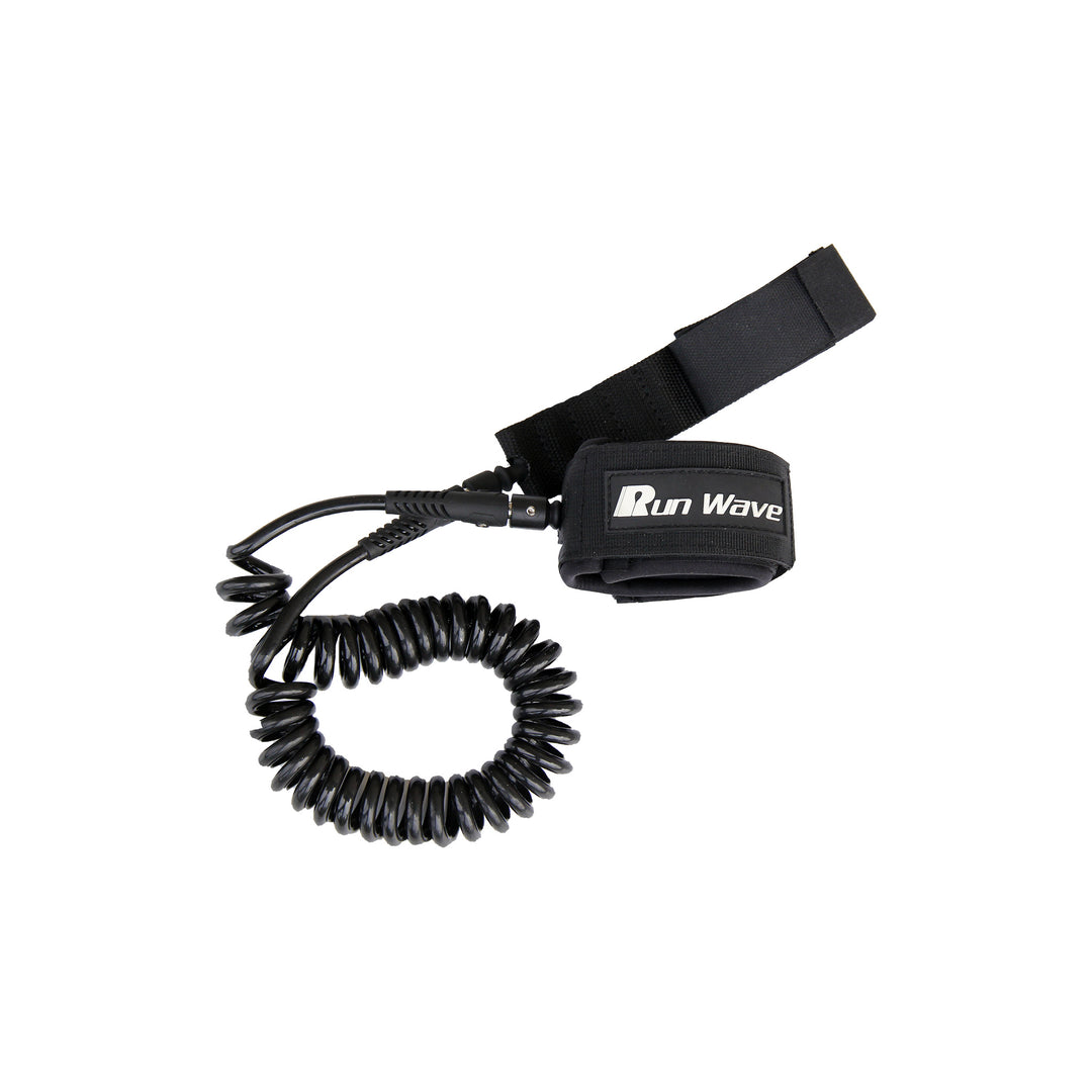 Run Wave SUP Leash, 10 ft Coiled Paddle Board Leashes, 7.2mm Thick Legrope Strap for Longboard Surfboards, Stand-up Paddleboards, SUP Replacement Leg Rope, Black R