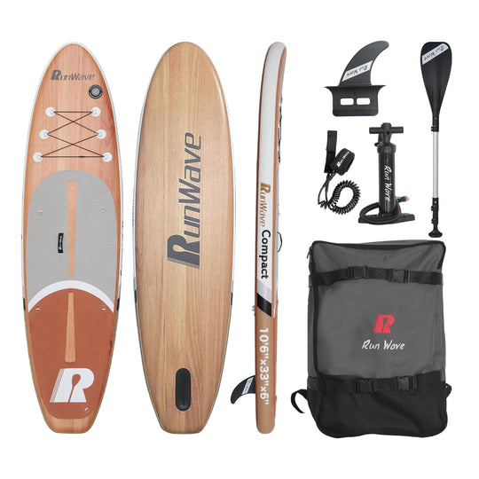 Run Wave Inflatable Stand Up Paddle Board 11'×33''×6''(6'' Thick) Non-Slip Deck with Premium SUP Accessories | Wide Stance, Bottom Fins for Surfing Control | Youth Adults Beginner