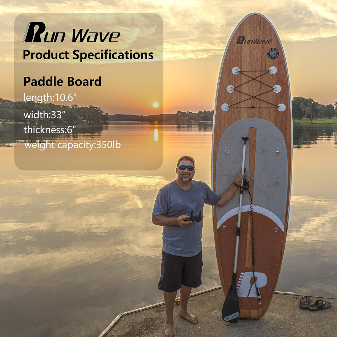 Run Wave Inflatable Stand Up Paddle Board 11'×33''×6''(6'' Thick) Non-Slip Deck with Premium SUP Accessories | Wide Stance, Bottom Fins for Surfing Control | Youth Adults Beginner