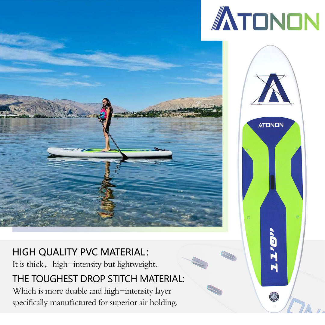 Run Wave Inflatable Stand Up Paddle Board 11'×33''×6'' | Youth Adults Beginner | GREEN-A