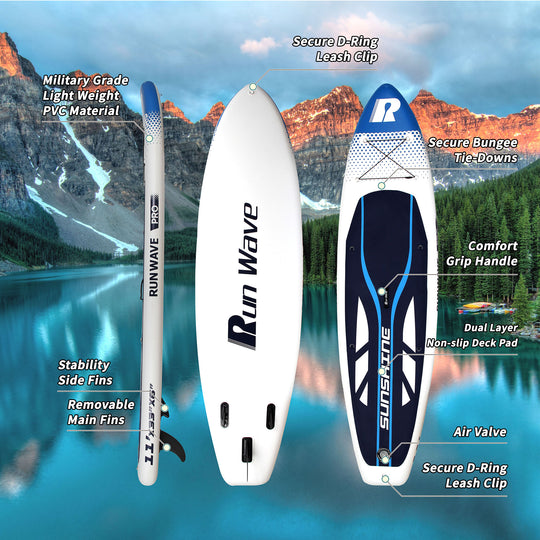 Run Wave Inflatable Stand Up Paddle Board 11'×33''×6'' | Youth Adults Beginner | SUNSHINE