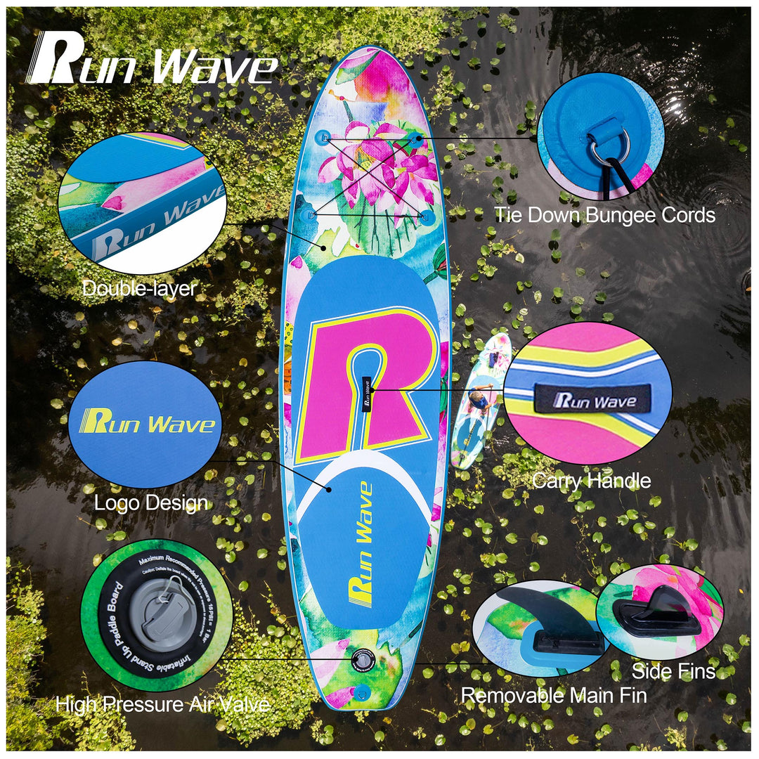 Run Wave Inflatable Stand Up Paddle Board 10.6'×33''×6'' | Youth Adults Beginner | LOTUS