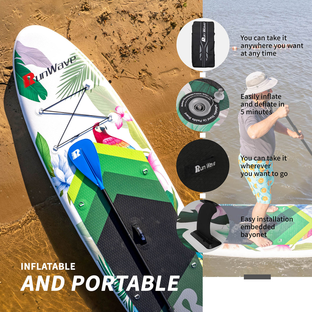 Run Wave Inflatable Stand Up Paddle Board 10.6'×33''×6'' | Youth Adults Beginner | PARROT