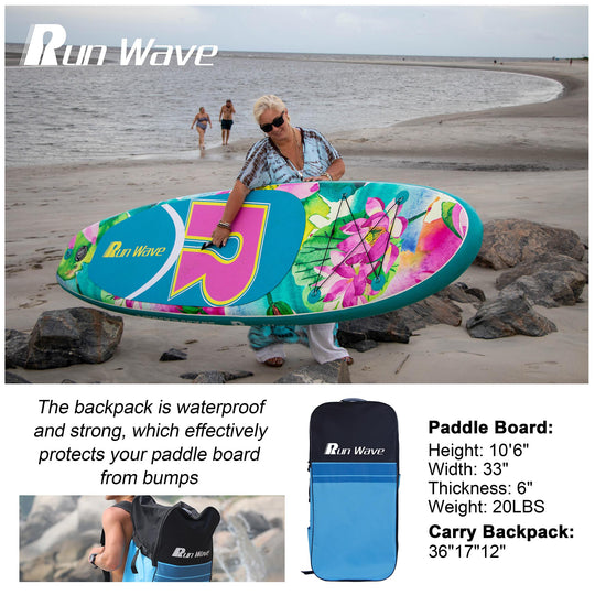 Run Wave Inflatable Stand Up Paddle Board 10.6'×33''×6'' | Youth Adults Beginner | LOTUS