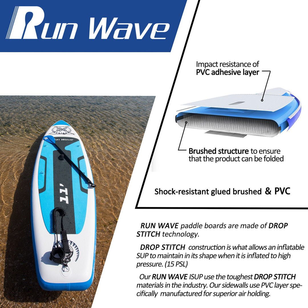 Run Wave Inflatable Stand Up Paddle Board 11'×33''×6'' | Youth Adults Beginner | KOHALA