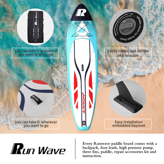 Run Wave Inflatable Stand Up Paddle Board 11'×33''×6'' | Youth Adults Beginner | ARROW