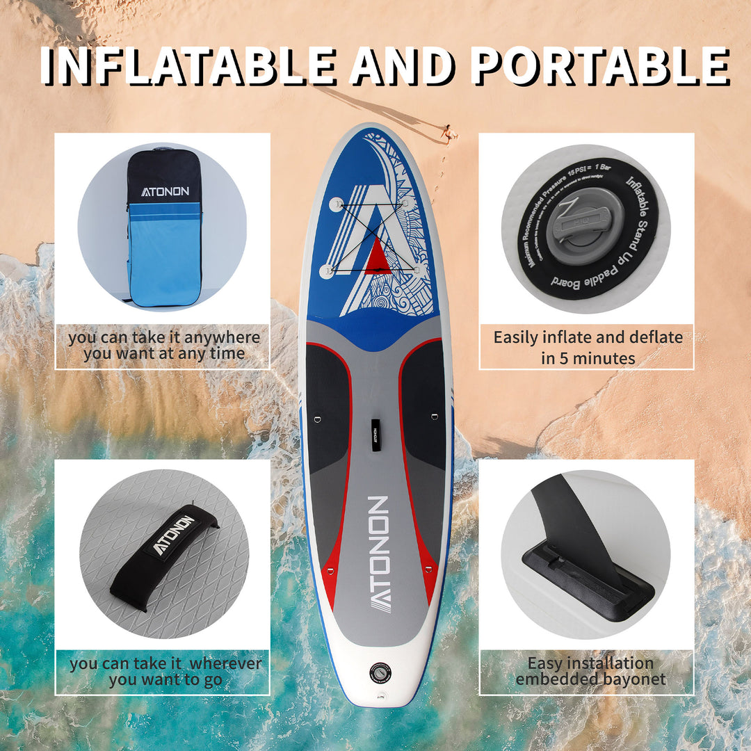 Run Wave Inflatable Stand Up Paddle Board 10.6'×33''×6'' | Youth Adults Beginner | BLUE-A